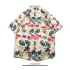 Summer Instagram retro floral full-print short-sleeved shirt for men, streetwear brand, laid-back style couple floral shirt coat Specification image
